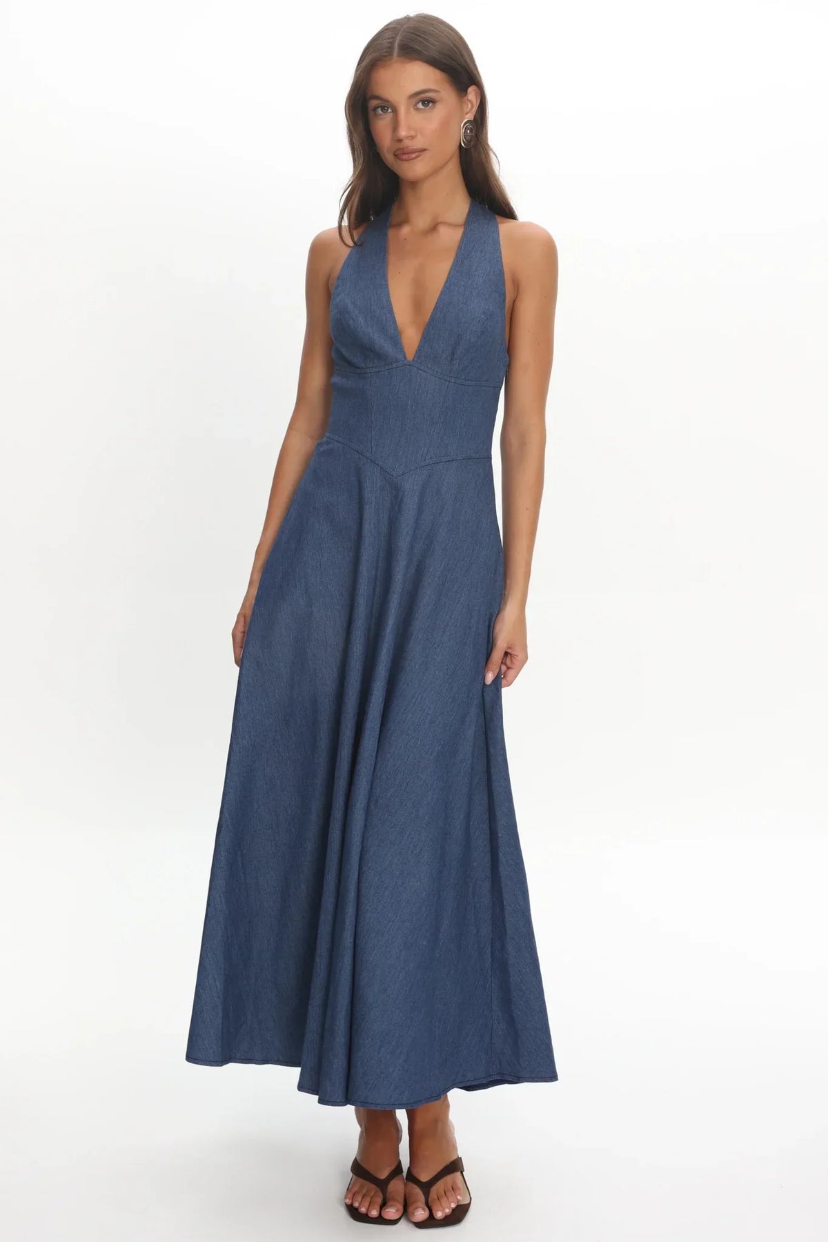 Riga Halterneck Maxi Dress Light Blue