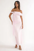 Evanthe Off-Shoulder Sash Maxi Dress Blush