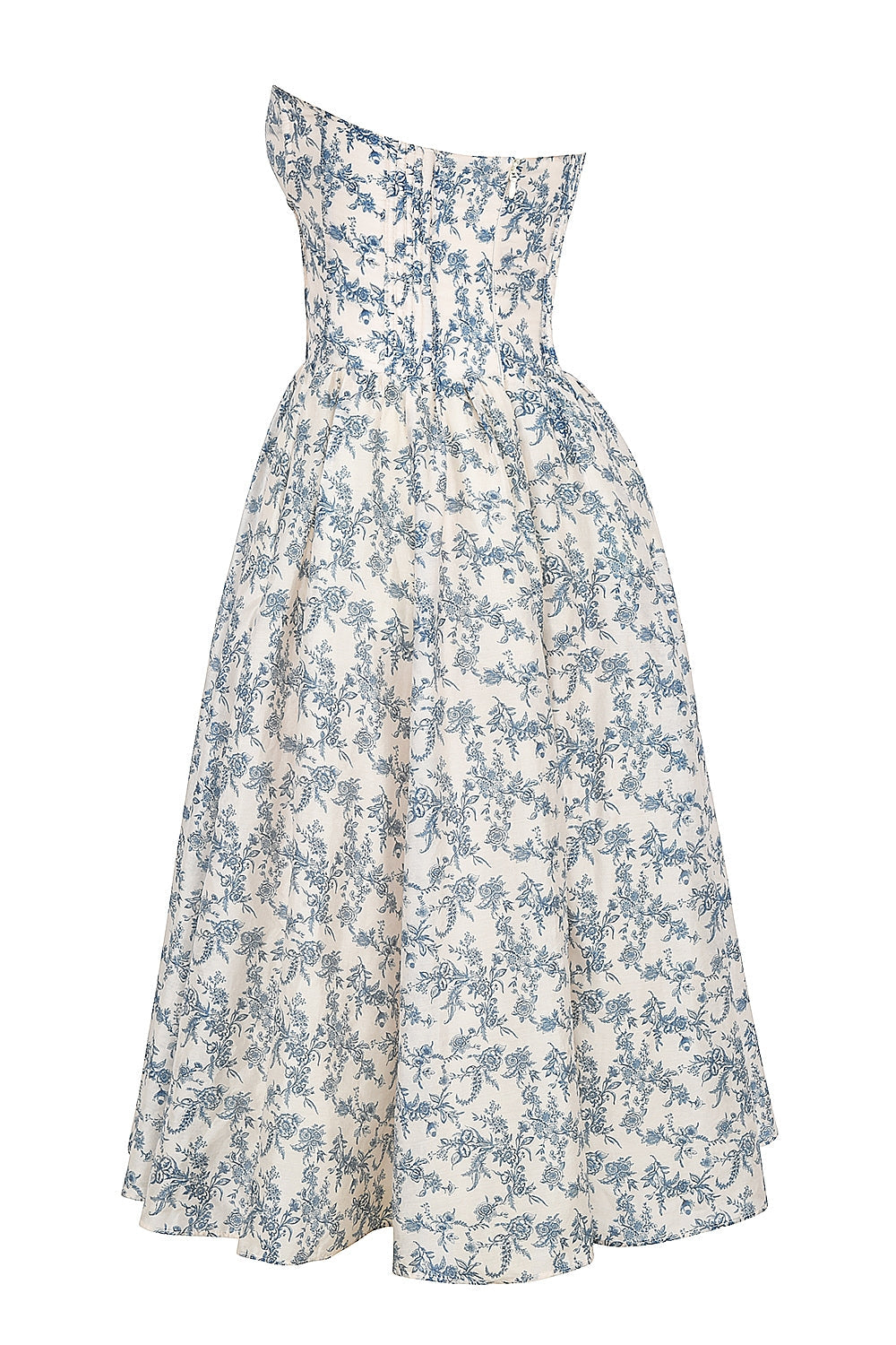 english porcelain print strapless sundress