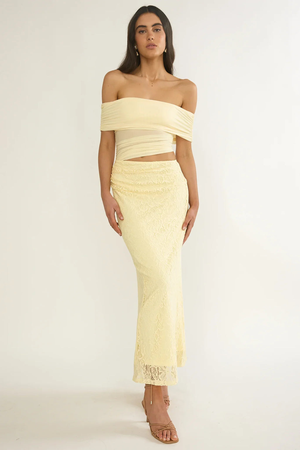 Lorely Off-Shoulder Lace Maxi Dress Butter