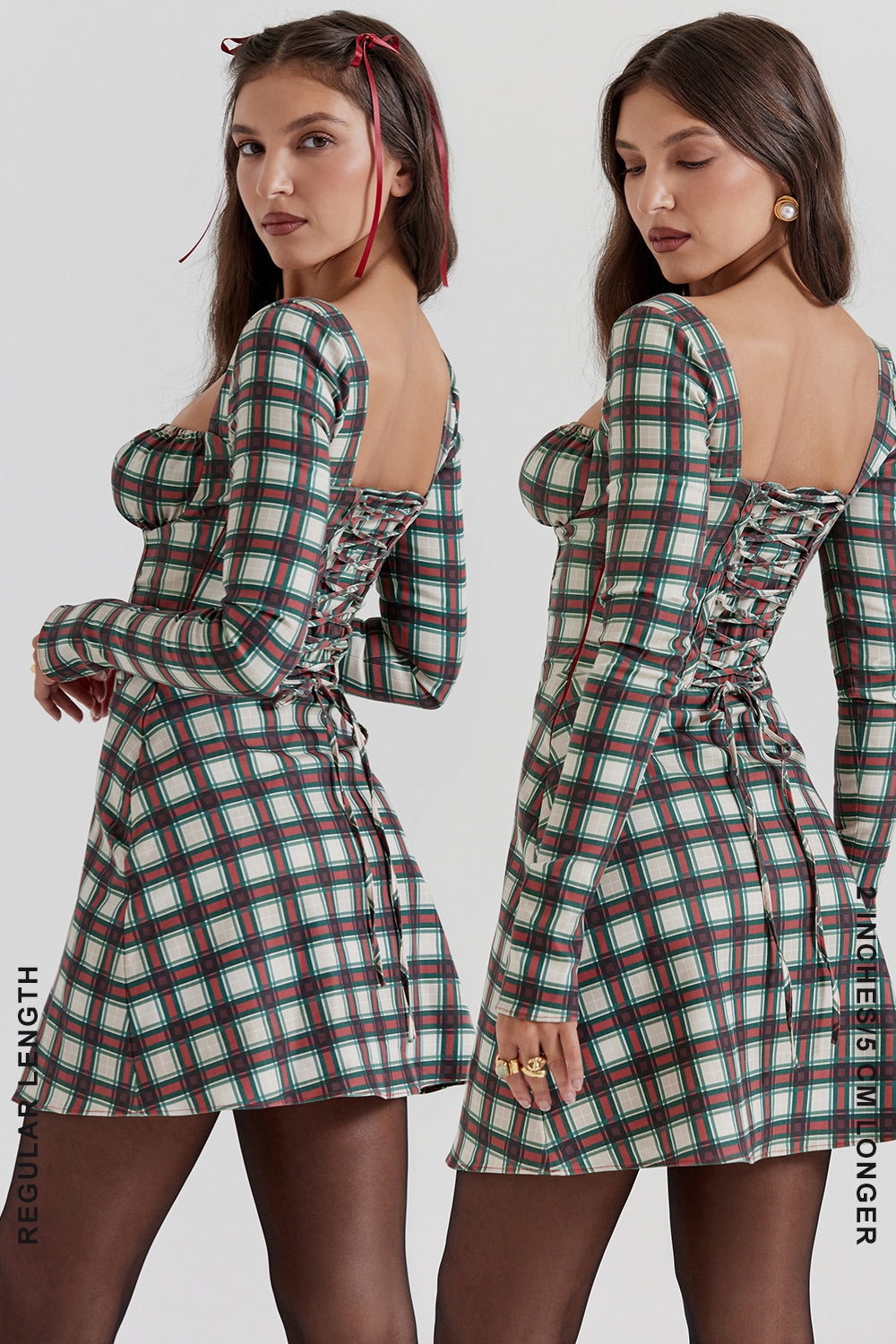 red tartan corset mini dress