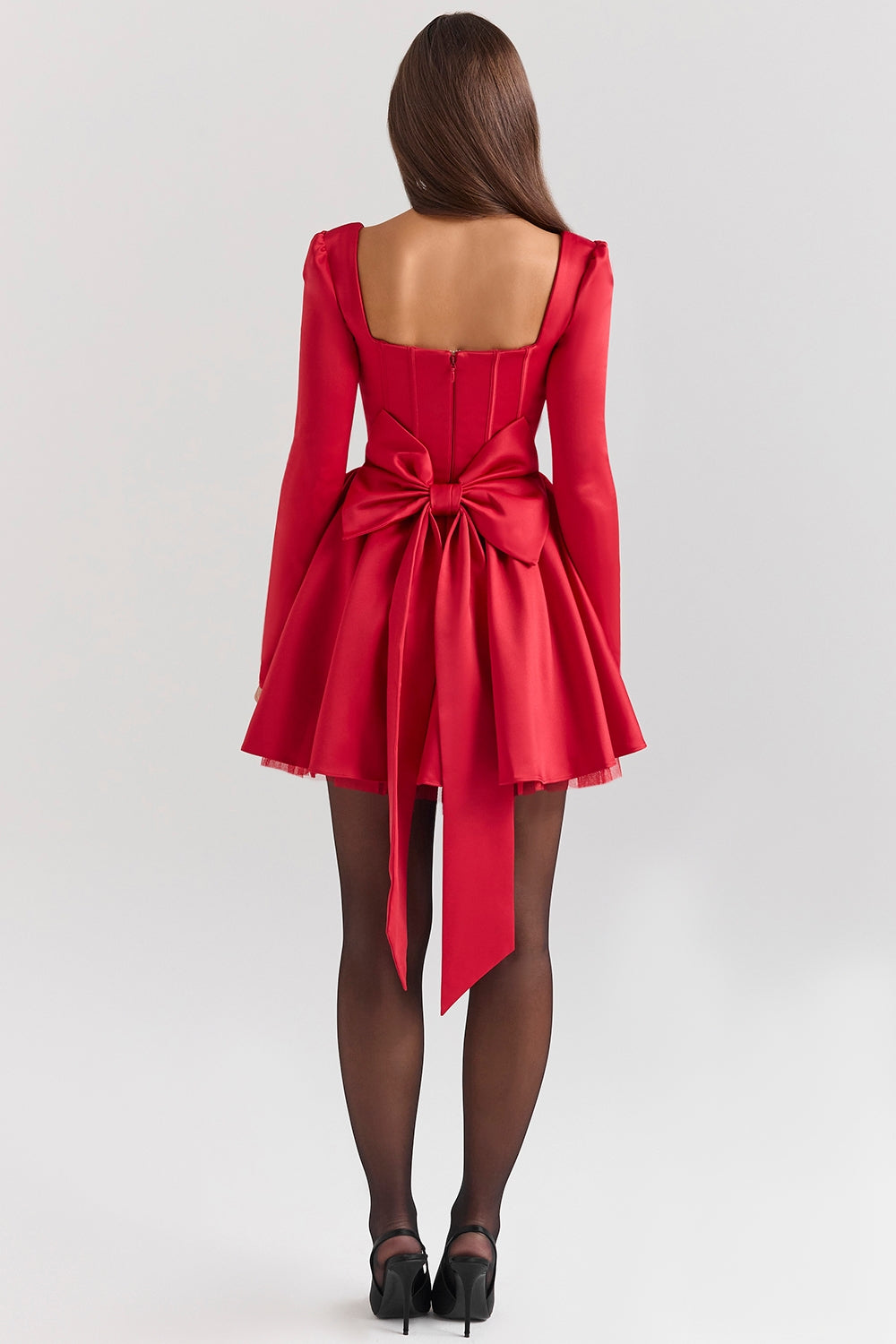 holly red removable bow tulle mini dress - sale