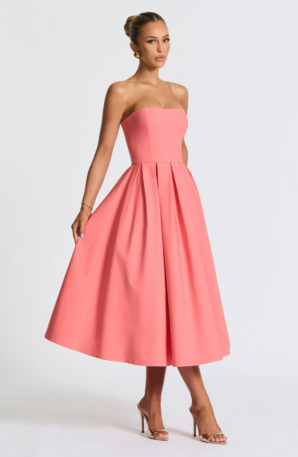Edith Midi Dress - Coral Pink