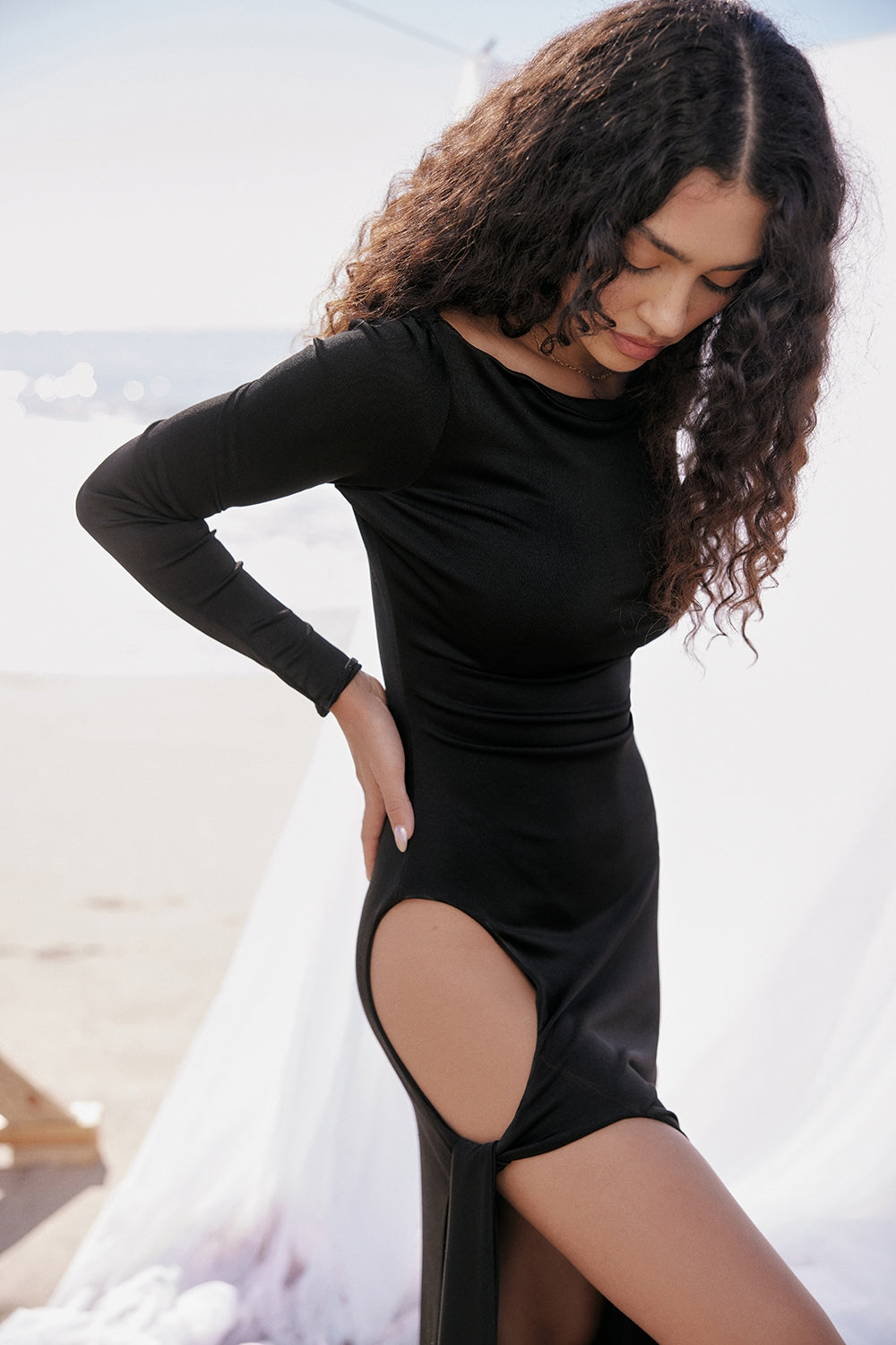 black cutout maxi dress