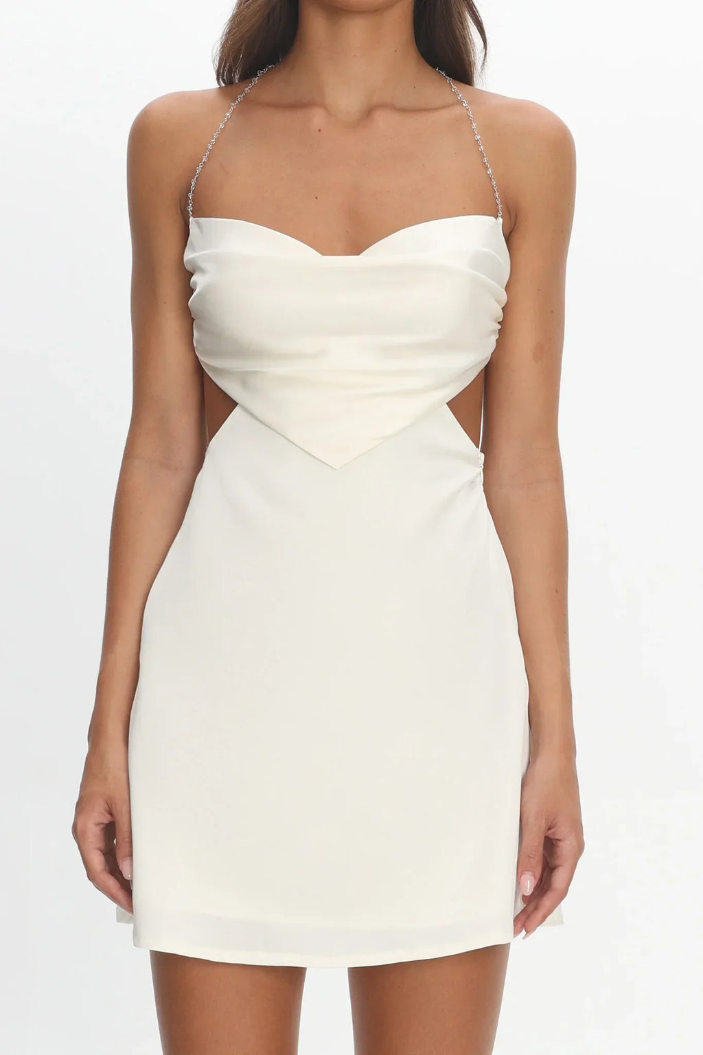 Keke Bead Strap Cut-Out Mini Dress Ivory