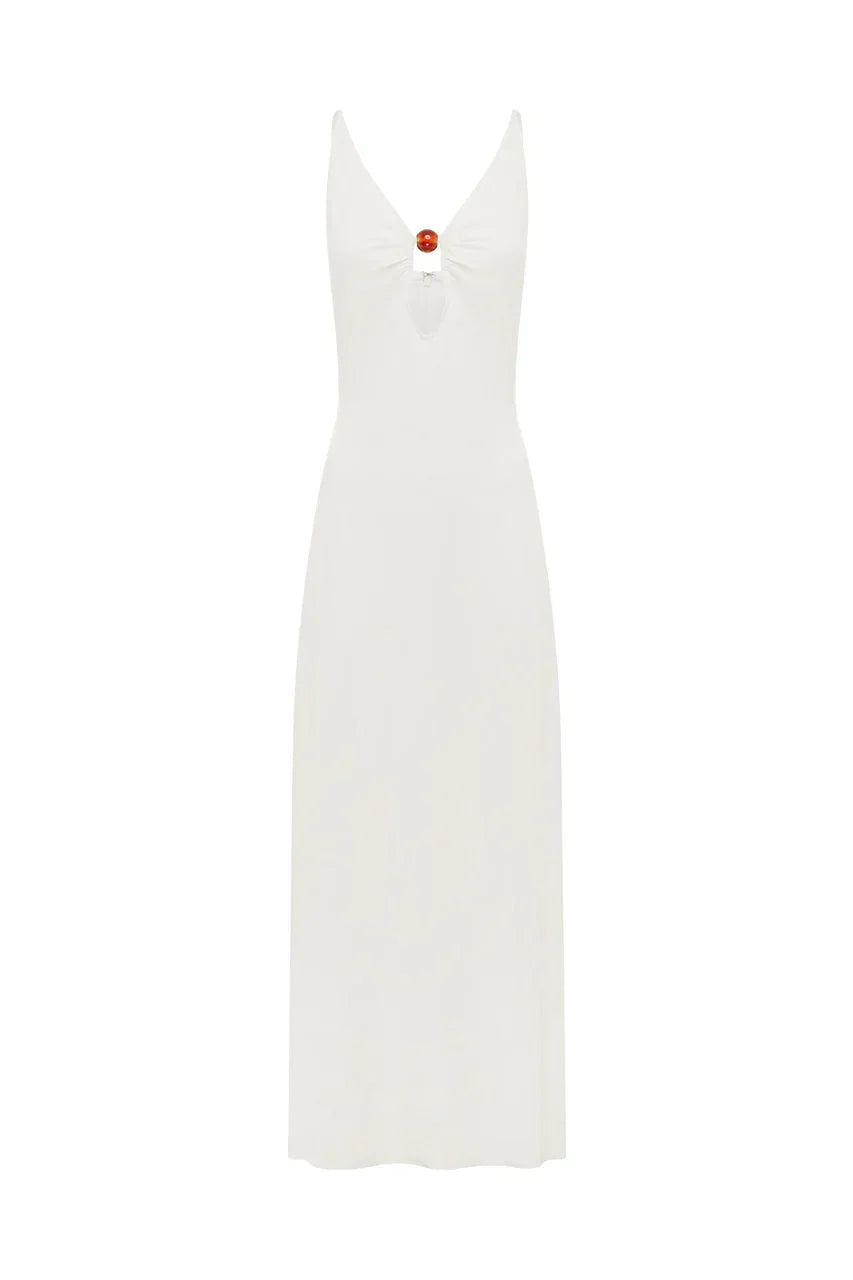 UNITY LOW PLUNGE MAXI DRESS - WHITE