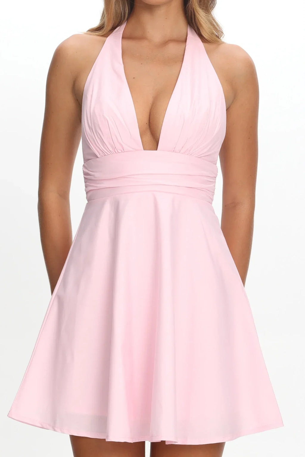 As It Was Halterneck A-Line Mini Dress Pink