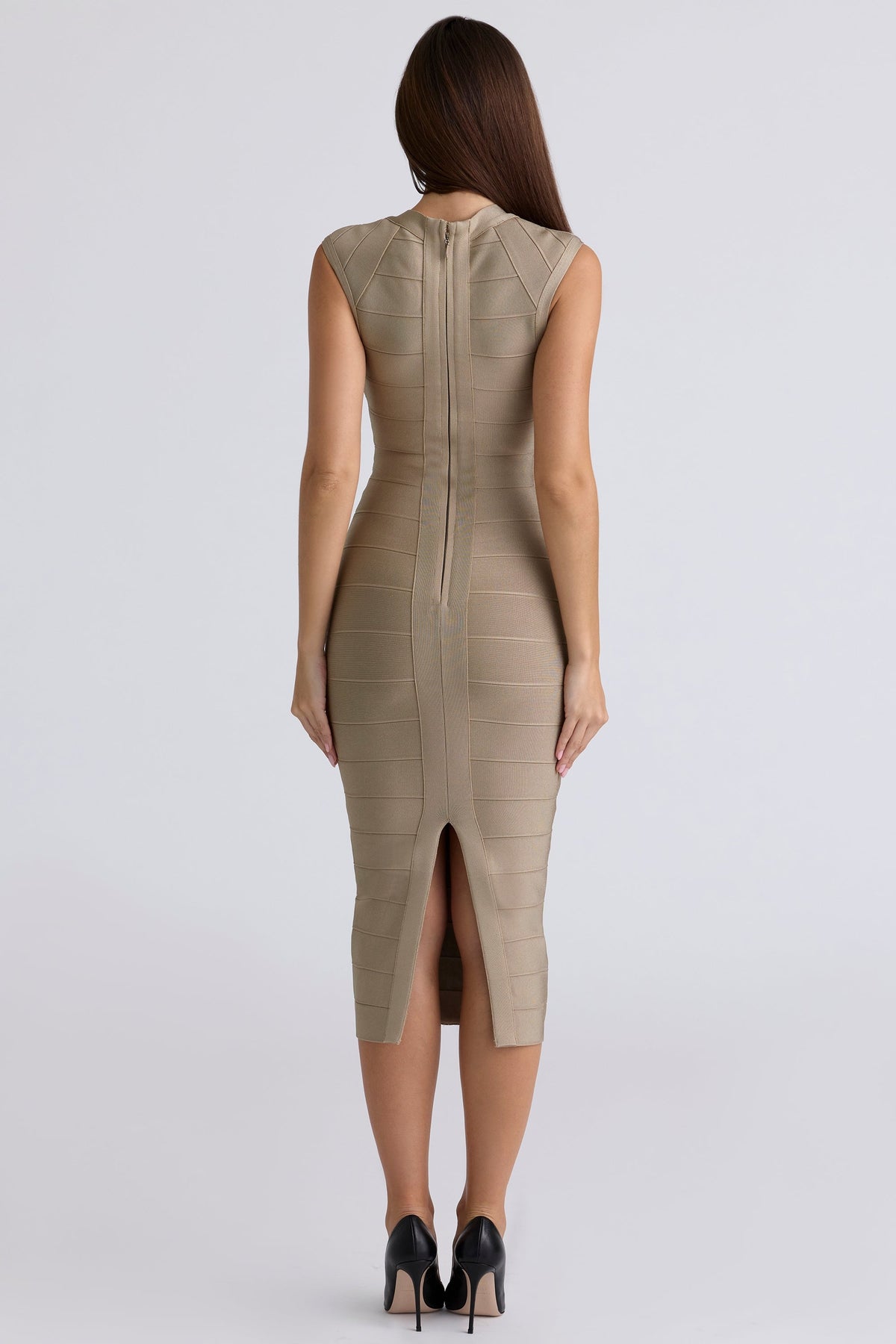 latte bandage midi dress