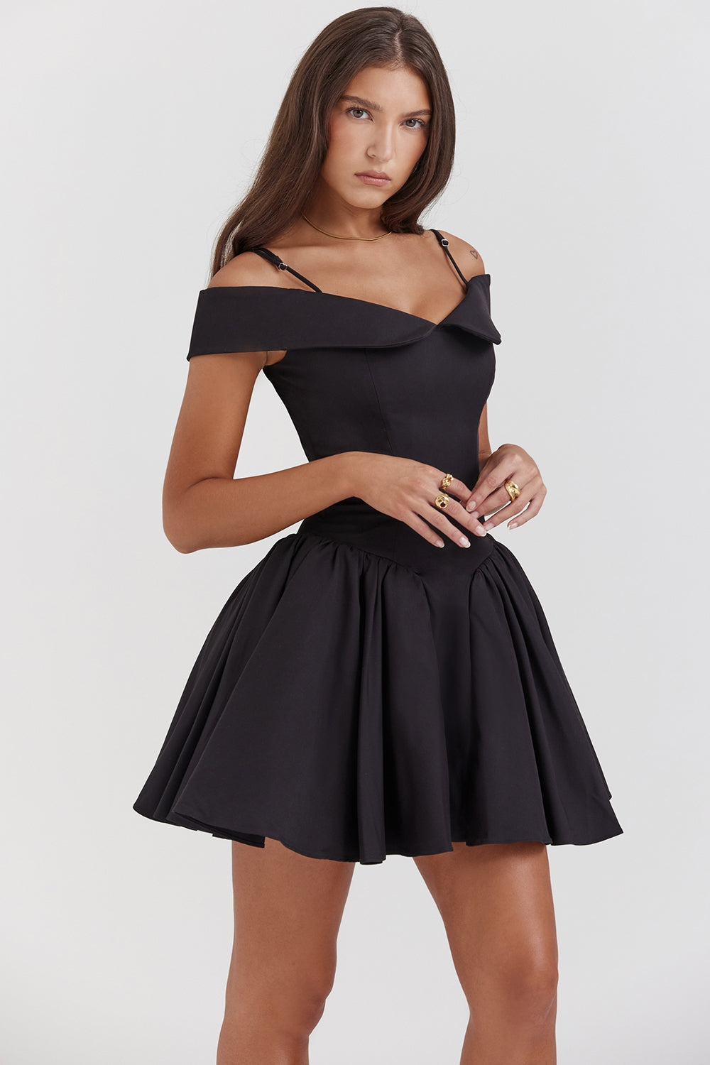 black off shoulder mini dress