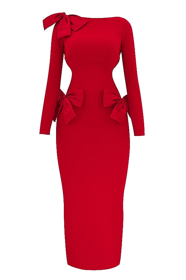 red bow maxi dress