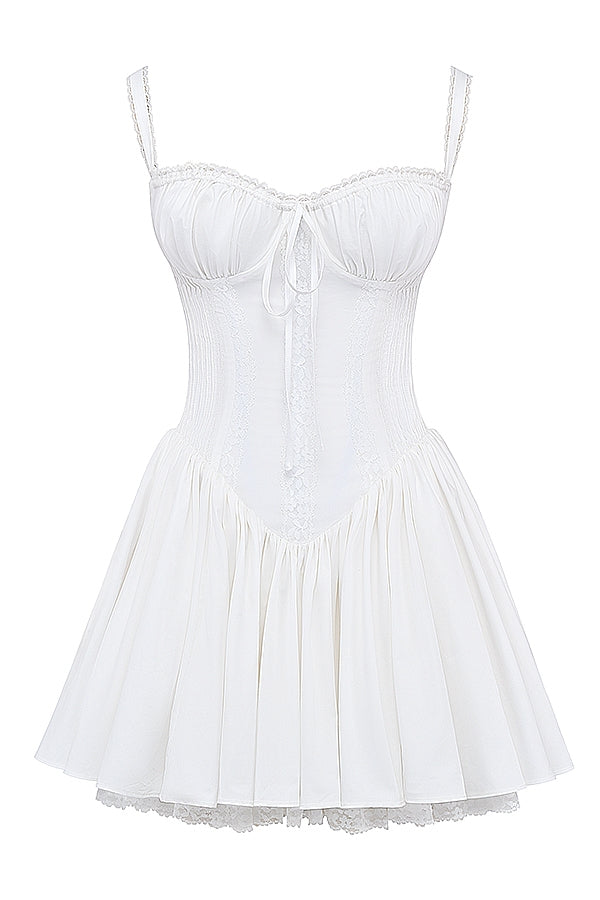 white corset mini dress