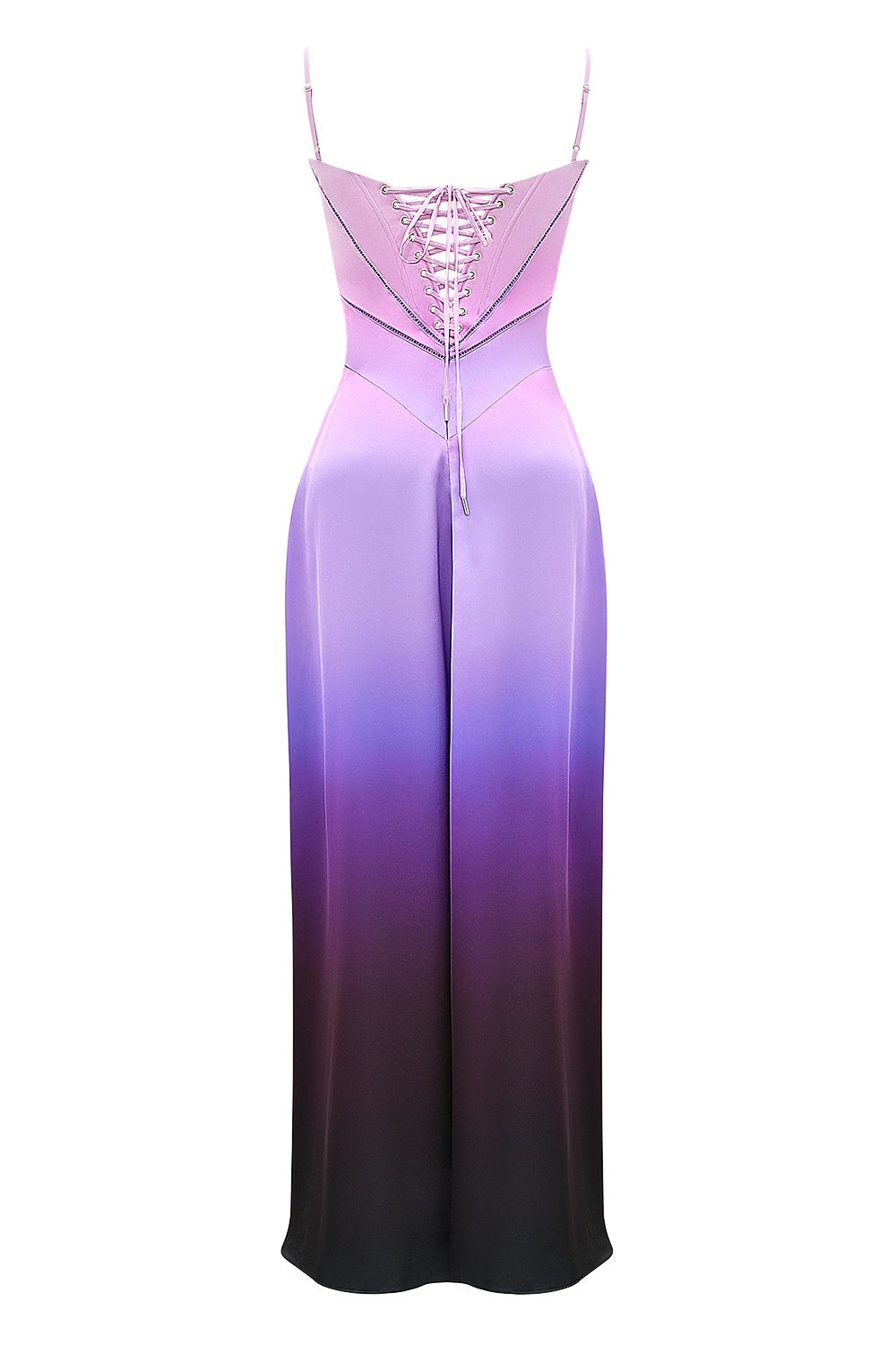 ombre print lace up maxi dress