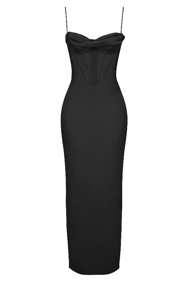 black corset maxi dress