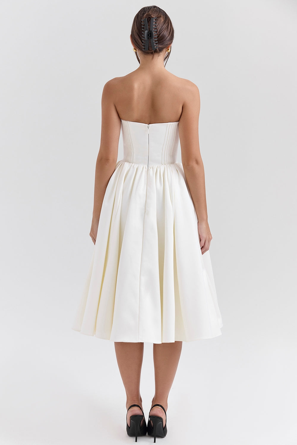 vintage ivory satin midi dress