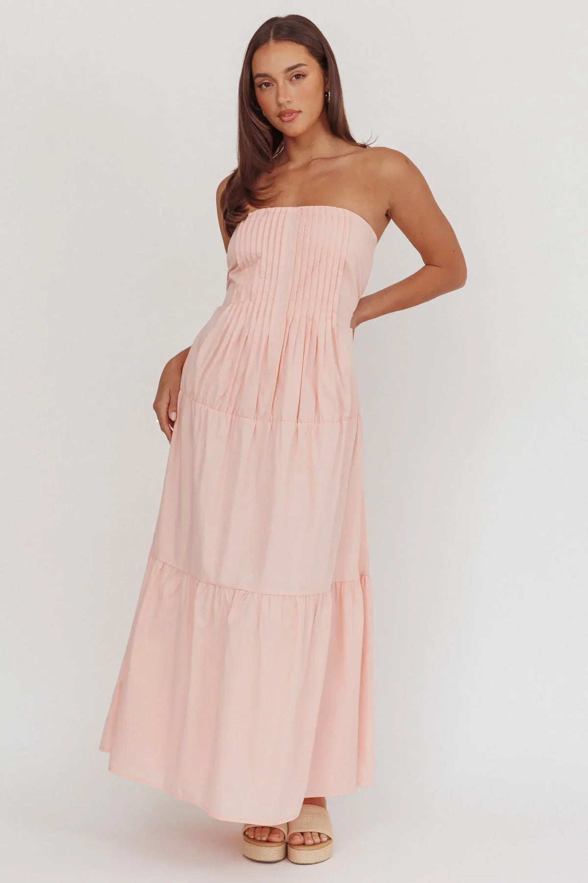 Deisa Pintuck Pleat Maxi Dress Cheek