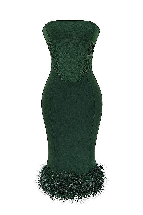 emerald green strapless corset dress