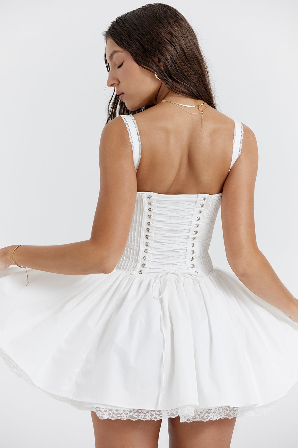 white corset mini dress