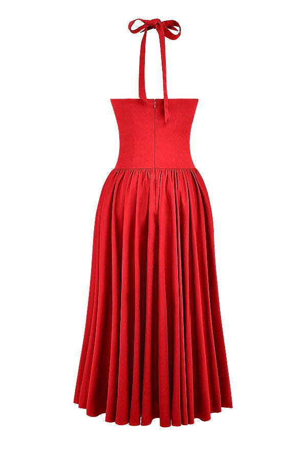 scarlet halter midi dress