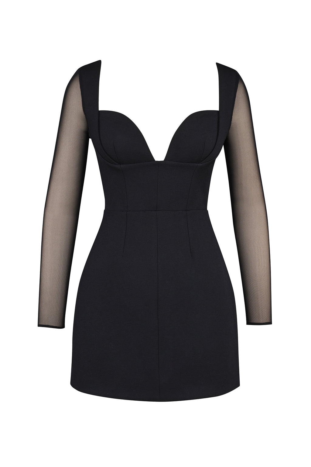 black stretch crepe plunge mini dress