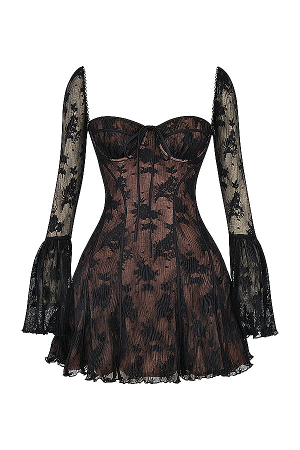 black lace corset dress