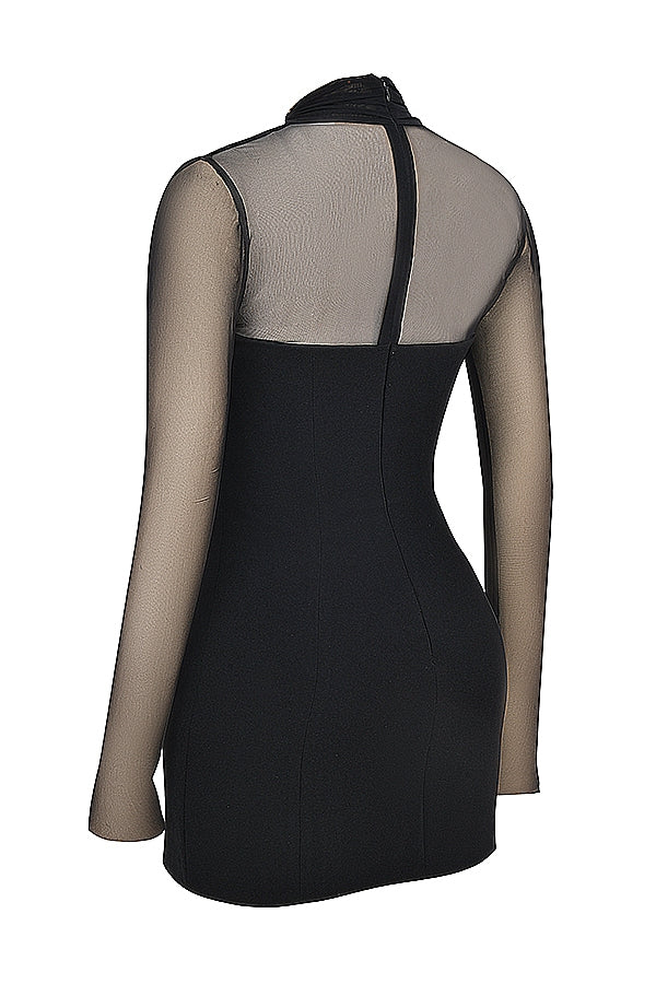 black plunge mini dress