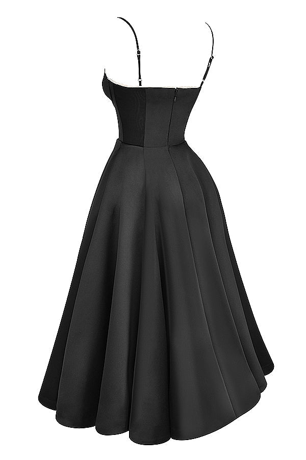 black tulle midi dress