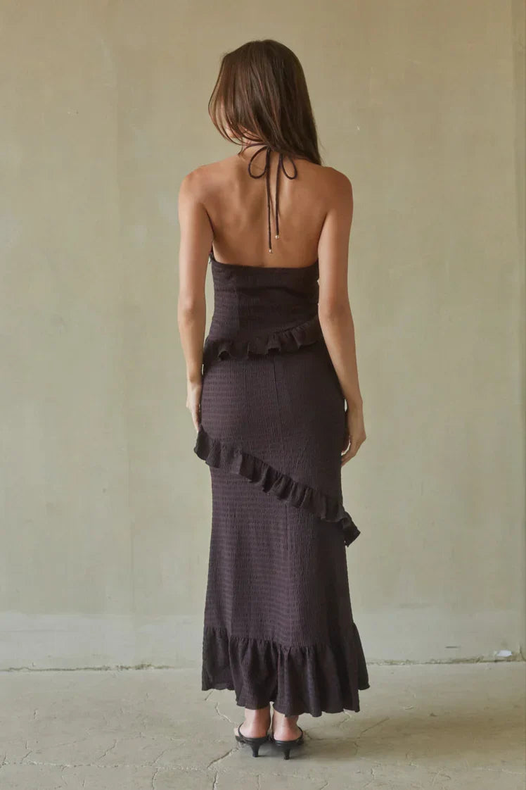 Vanita Ruffled Halter Maxi Dress