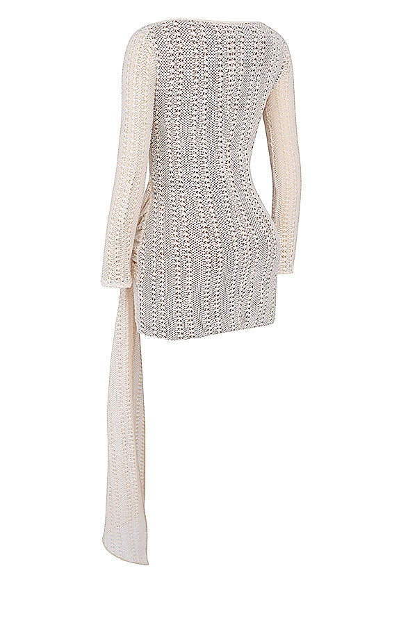 natural knit lace up dress