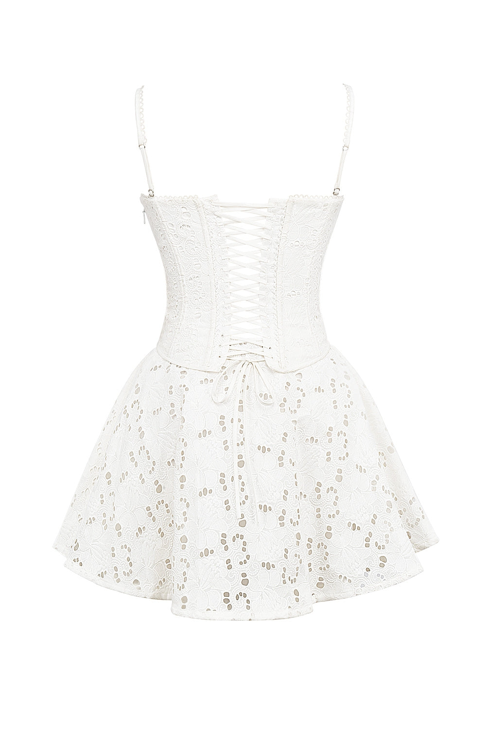 white broderie anglais mini dress
