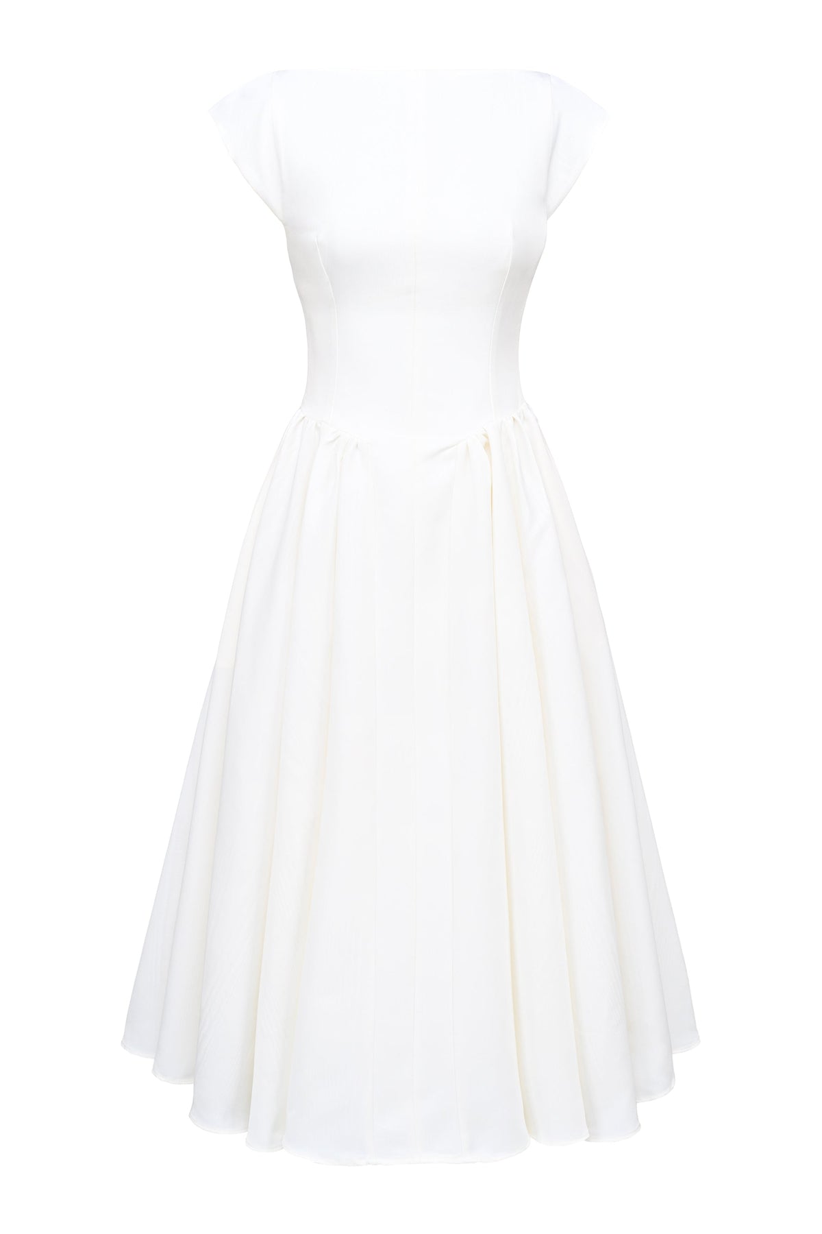 ivory moire satin midi dress