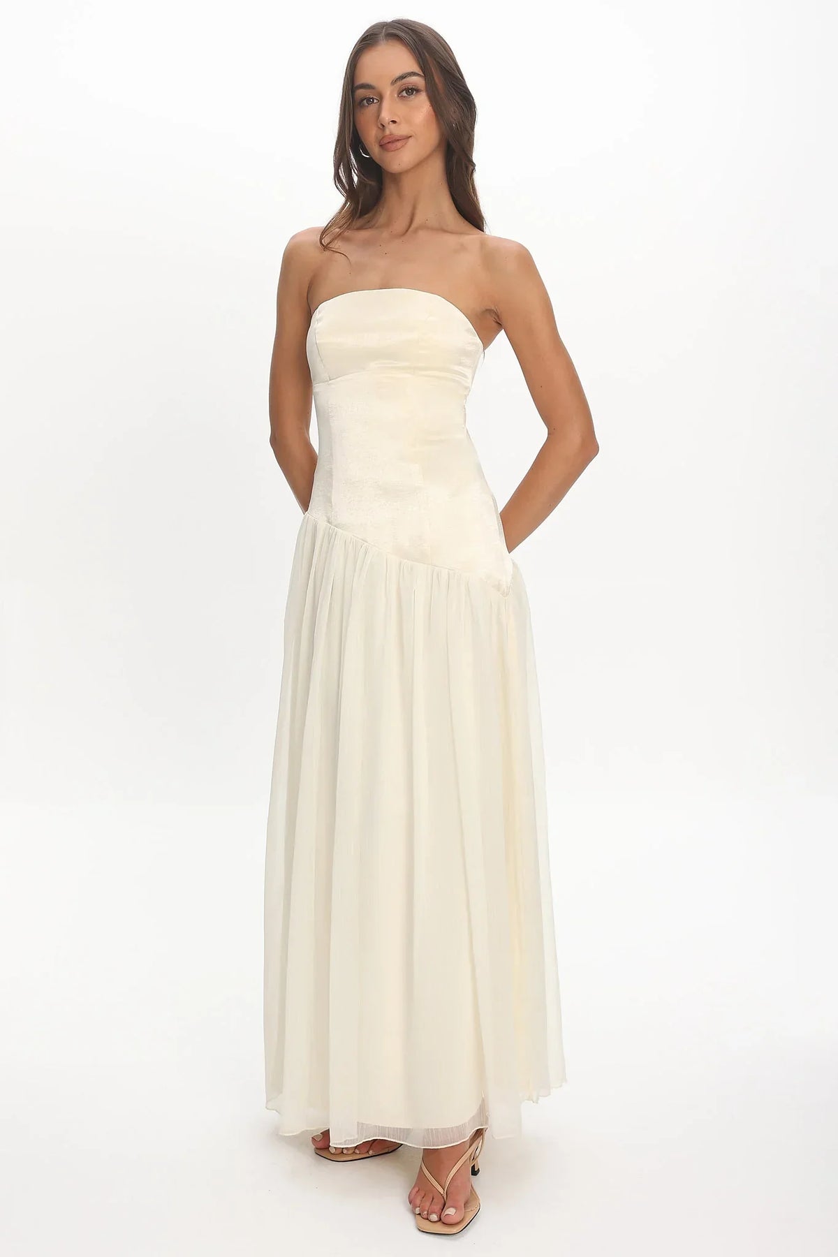 Karielle Asymmetric Drop Waist Maxi Dress Butter