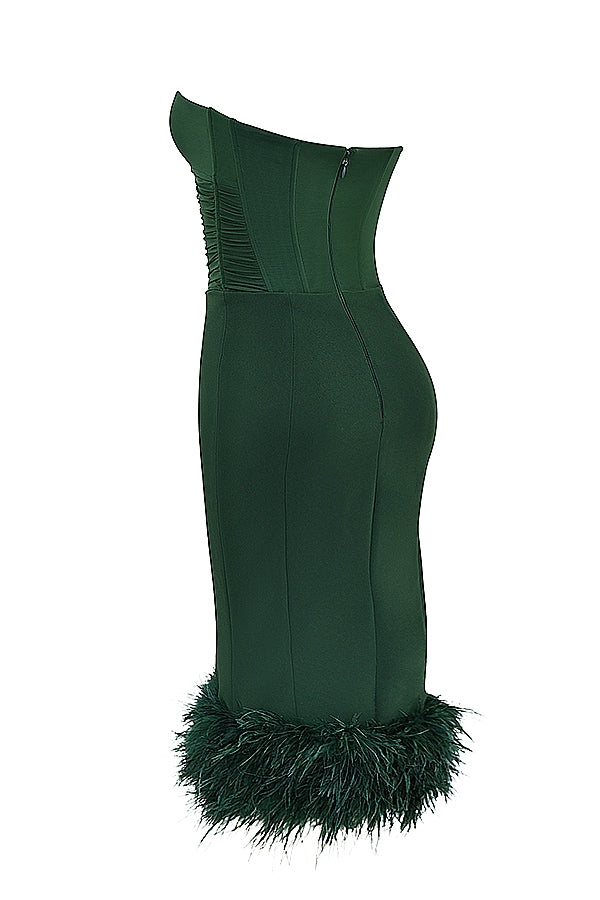 emerald green strapless corset dress