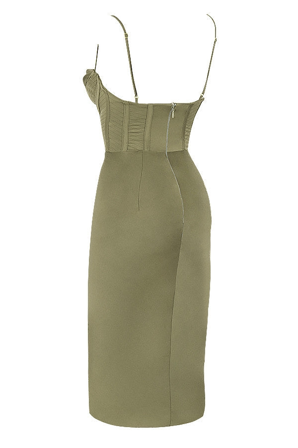 olive corset slip dress