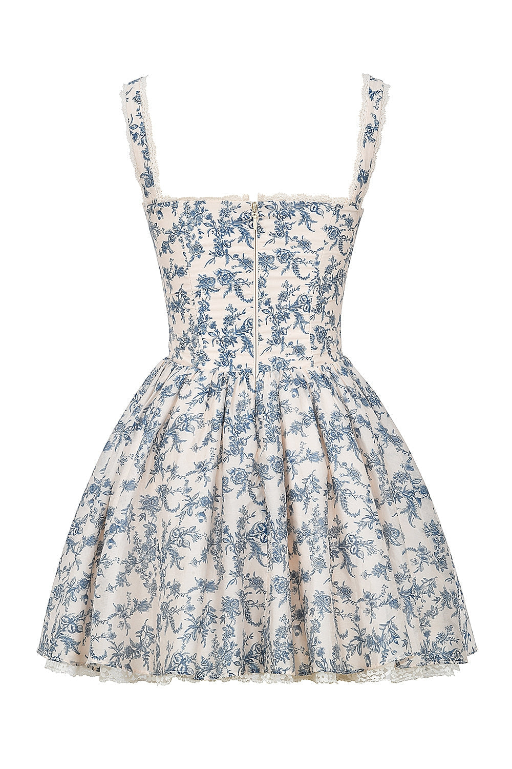 english porcelain print corset mini dress