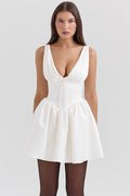 ivory satin mini dress