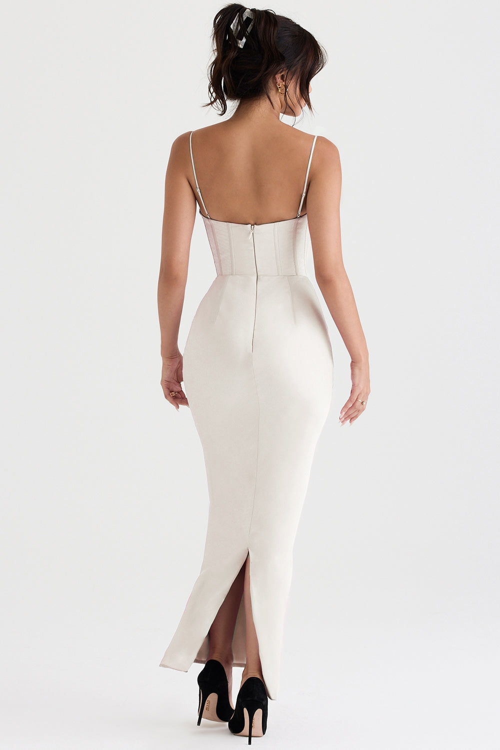 ivory corset maxi dress