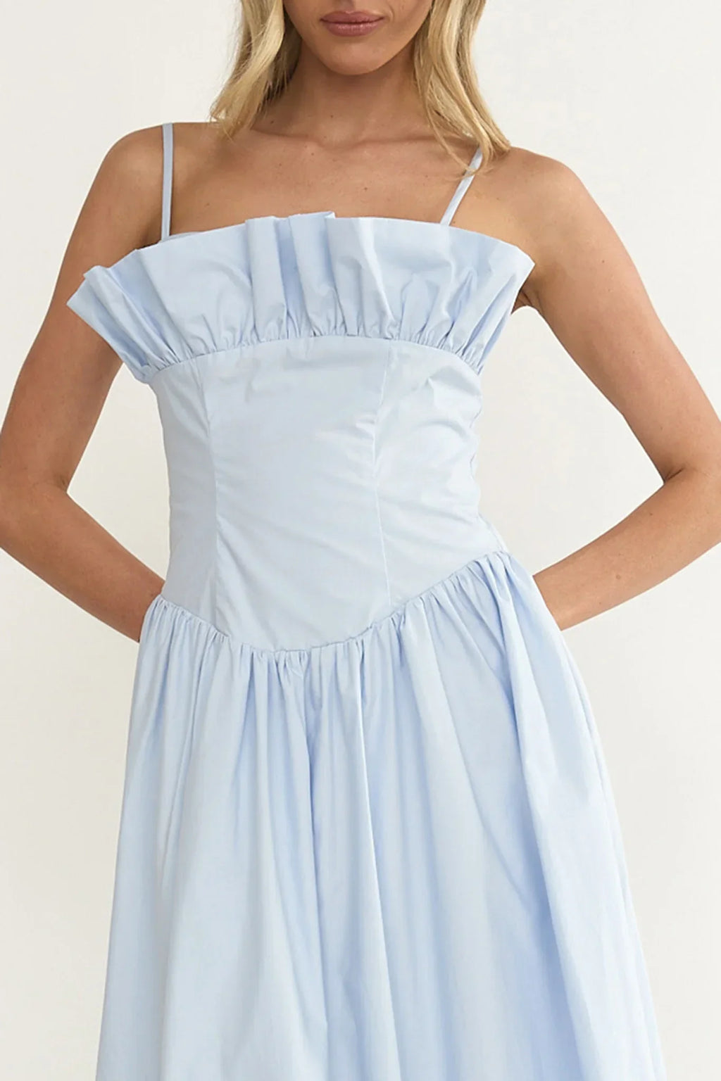 Pailin Frill Bust Maxi Dress Blue
