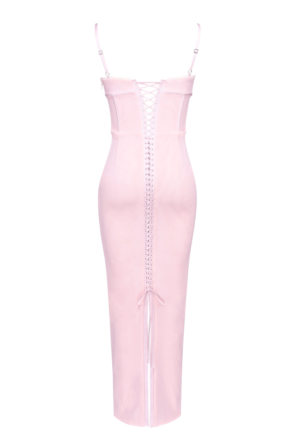 pink mesh bodycon maxi dress